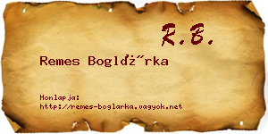 Remes Boglárka névjegykártya